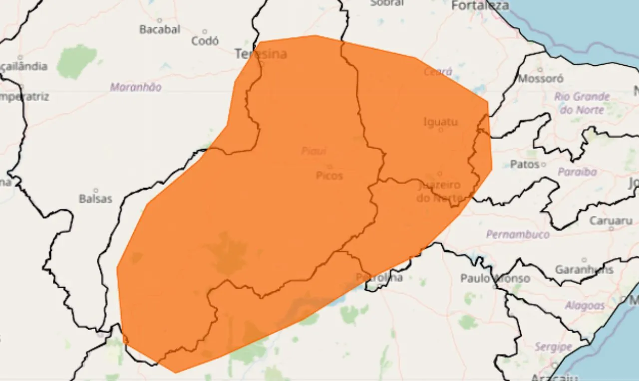 Se trata de um alerta laranja para baixa umidade no nordeste do país